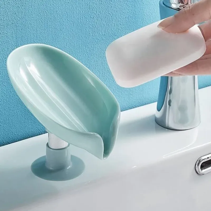 Self-Draining Soap Holder Stand with Suction Cup | No-Drill Bathroom Soap Dish for Shower, Sink & Wash Basin