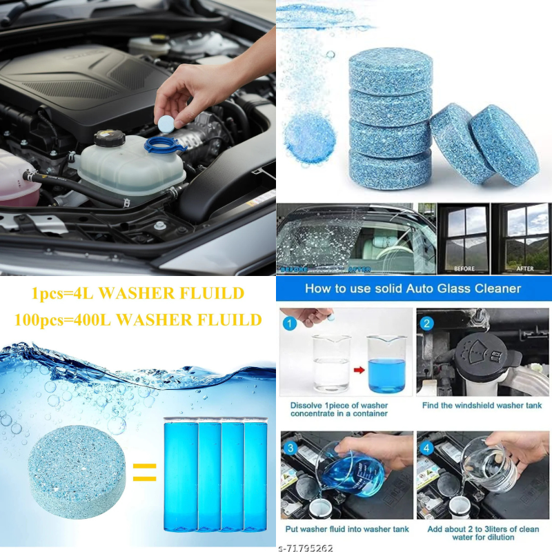 Effervescent Windshield Washer Cleaning Tablets | Powerful Streak-Free Glass Cleaner | Safe for Wiper Blades & Eco-Friendly