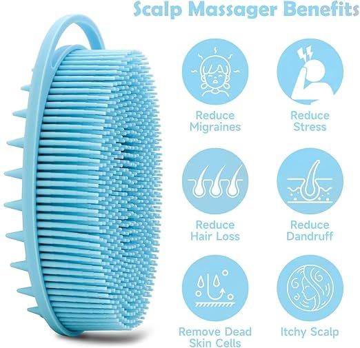2-in-1 Silicone Soft Bristle Bath Brush with Long Handle – Dual-Side Body Scrubber for Deep Cleaning, Foaming & Massage | Gentle Exfoliating Shower Brush for Men & Women | Hygienic, Quick-Dry & Reusable