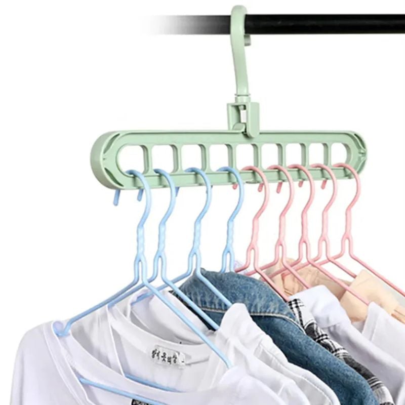 360° Rotatable Magic Hangers – Space-Saving Hole Plastic Clothes Hanger Hooks for Wardrobe, Balcony & Indoor Use | Non-Slip Multipurpose Closet Organizer Rack (Pack of 1 / Multi-Hook Design)