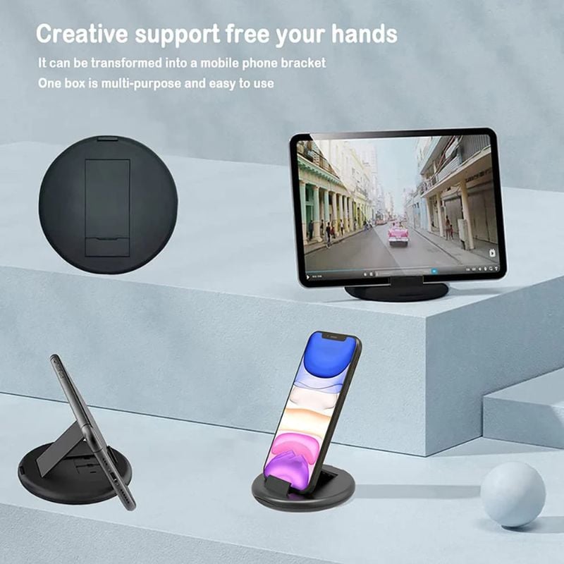 5-in-1 Mini Multi-Functional Fast Charging Data Cable Set | Type-C, Micro USB & Lightning Compatible | 60W Fast Charging, Data Transfer, SIM Pin & Phone Stand | Compact Round Travel Storage Box