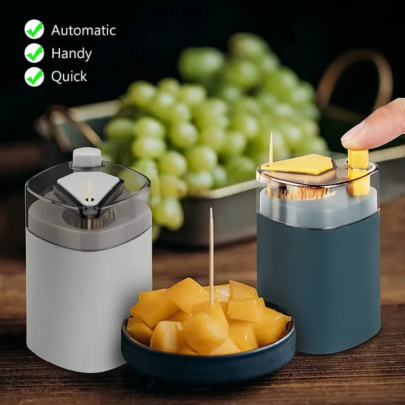 Automatic Toothpick Holder Dispenser – Hygienic Push-Up Toothpick Storage Box | Thickened PP+ABS, Non-Slip Base, Portable Toothpick Container for Home, Kitchen, Restaurants & Parties