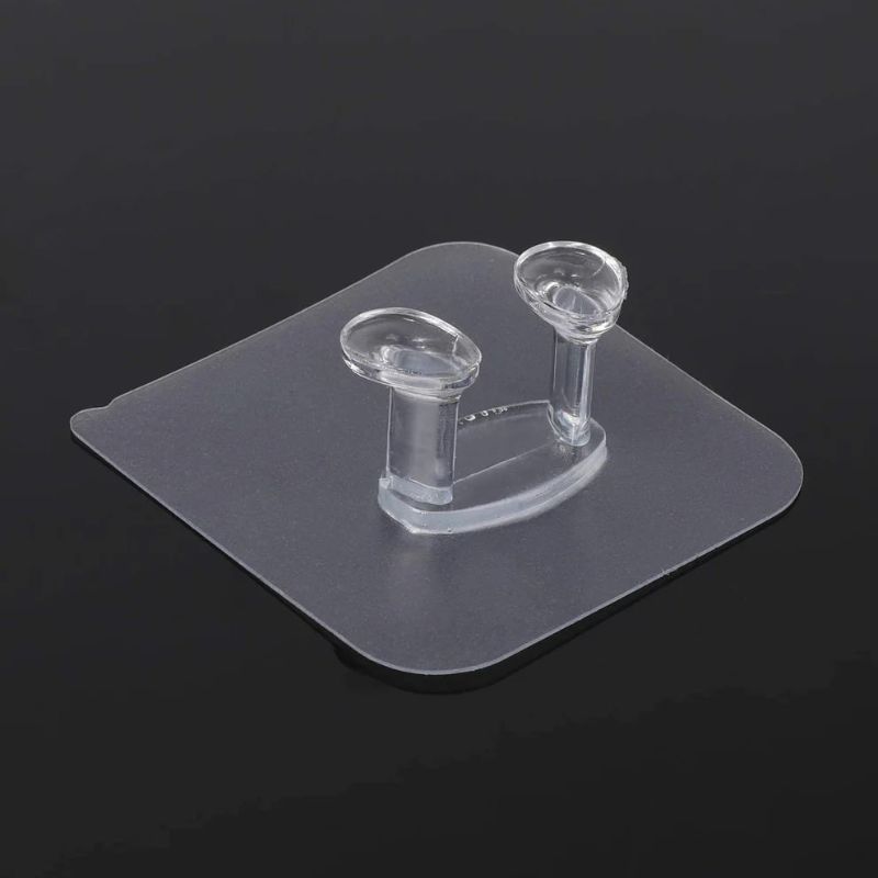 Transparent Self Adhesive Wall Hook | Seamless Drill-Free Removable Hook for Power Plug, Toothbrush, Keys, Towels & Kitchen Accessories | Waterproof & Oilproof Plastic Wall Hanger (1 Pcs)