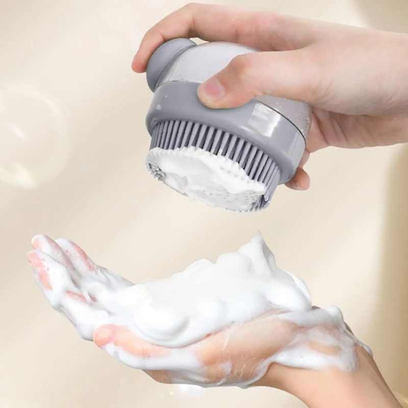 Head Scalp Massager Shampoo Brush – Soft Silicone Hair Scrubber for Hair Growth, Dandruff Removal & Deep Cleansing | Wet & Dry Scalp Brush with Liquid Holder for Adults & Kids