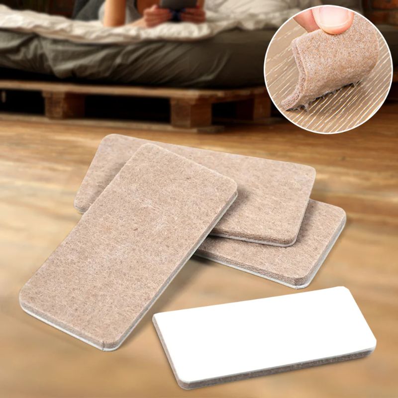 Rectangle Felt Furniture Pads Floor Protectors (Pack of 4) | Anti-Scratch, Noise-Reducing Self-Adhesive Pads for Home, Office & All Furniture Types