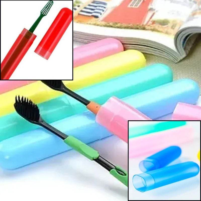 Travel Toothbrush Cover | Anti-Bacterial Plastic Toothbrush Case | Portable Hygienic Toothbrush Holder with Air Vent | Dustproof & Compact Travel Container for Adults & Kids