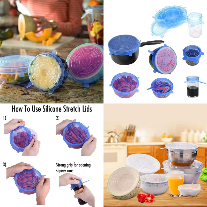 Reusable Silicone Stretch Lids & Food Covers | Airtight, Leak-Proof, Microwave, Dishwasher & Freezer Safe (Pack of 6 set)
