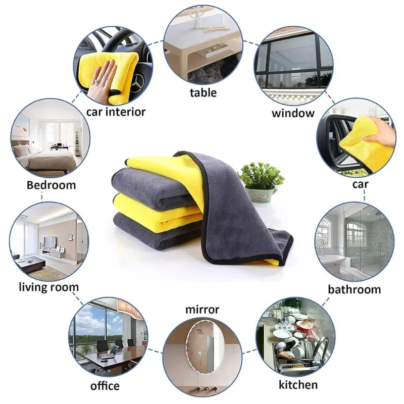 Premium Microfiber Cleaning Cloth – Ultra-Absorbent, Scratch-Free & Quick-Dry Towel for Car, Bike, Home, Kitchen & Multipurpose Cleaning