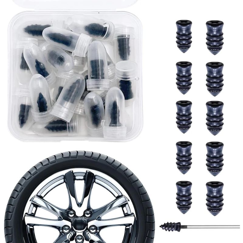 Tire Repair Rubber Nails – Quick Puncture Repair Screws for Car & Motorcycle Tires | No-Tear, Strong Sealing, Fast Self-Repair Kit (10 Pcs Set, Black)