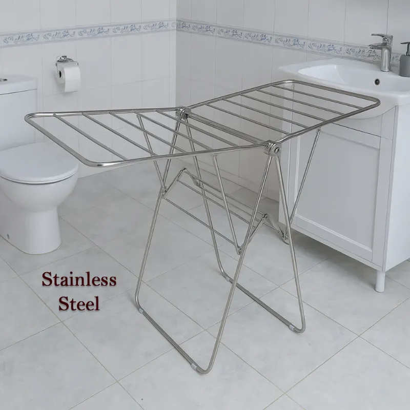 Heavy-Duty Stainless Steel Foldable Cloth Drying Stand – Rust-Free Indoor & Outdoor Laundry Rack with Multiple Rods & Wings | Large Capacity Clothes Dryer Stand