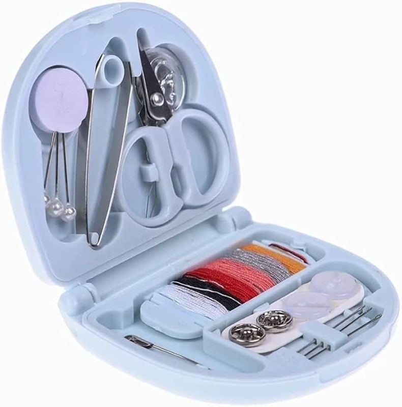 Mini Travel Sewing Kit with Case | Portable DIY Emergency Sewing Tools Set with Needles, Threads, Scissors & Buttons | Compact Beginner-Friendly Stitching Kit for Home, Travel & Quick Repairs