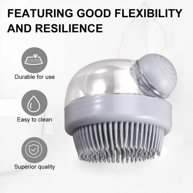 Head Scalp Massager Shampoo Brush – Soft Silicone Hair Scrubber for Hair Growth, Dandruff Removal & Deep Cleansing | Wet & Dry Scalp Brush with Liquid Holder for Adults & Kids