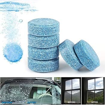 Effervescent Windshield Washer Cleaning Tablets | Powerful Streak-Free Glass Cleaner | Safe for Wiper Blades & Eco-Friendly