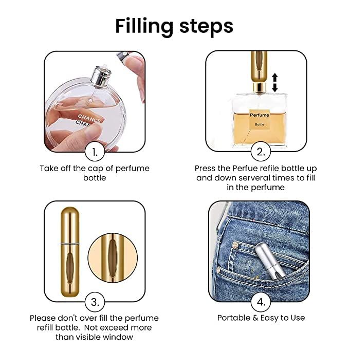 Mini Refillable Perfume Atomizer Spray Bottle | 5ml Travel Perfume Refillable Container for Men & Women | Portable Aluminum Fragrance Pump Case with Transparent Window | Leakproof, Durable & Easy Refill