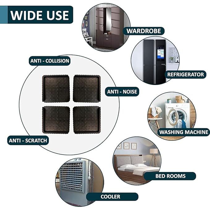 Premium Heavy-Duty Multipurpose Base Stand (Set of 4) | Unbreakable Furniture, Refrigerator & Washing Machine Stand | Rust-Free, Easy to Clean, Durable Plastic Block Supports