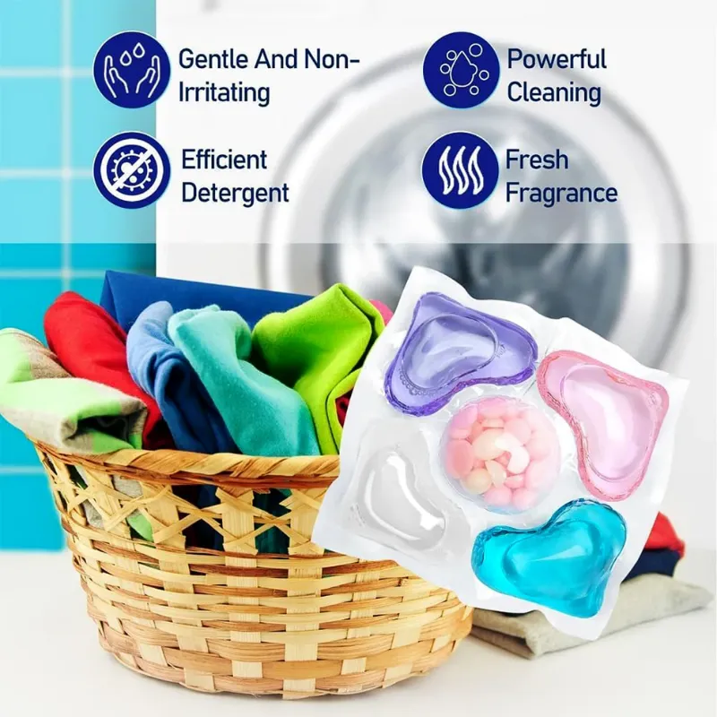 Premium 4-in-1 Multi-Action Laundry Detergent Pods – Stain Remover + Brightener + Fabric Softener | Fast-Dissolving Washing Capsules (10 Pods Pack)