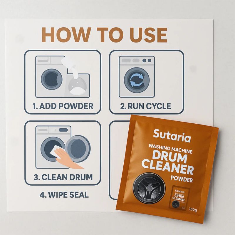 Washing Machine Drum Cleaner Powder – 100g Deep Cleaning Descaler for Front & Top Load Machines | Removes Odor, Limescale & Bacteria | Improves Wash Performance & Extends Machine Life