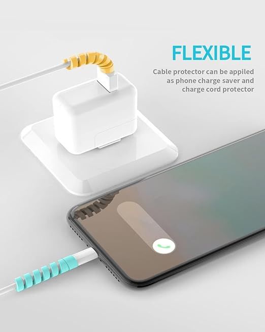 Spiral Charger Cable Protector – Universal Data Cable Saver & Earphone Wire Cover | Flexible Silicone Cable Guard for All Charging Cords (Pack of 4, Multicolor)