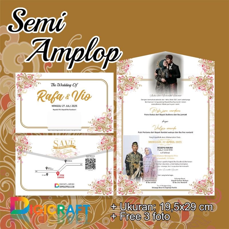 Undangan semi amplop 19,5x29