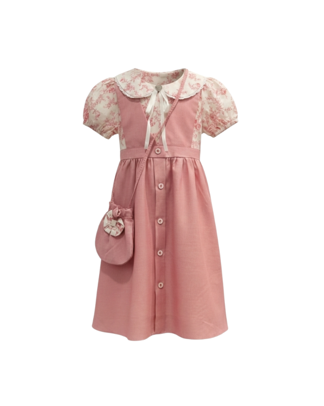 BALLOON - 
Vintage Floral Accents Girls Pinafore Dress