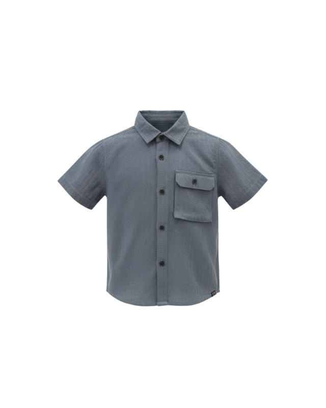 COOL BOY - Heather Grey Herringbone Casual Shirt