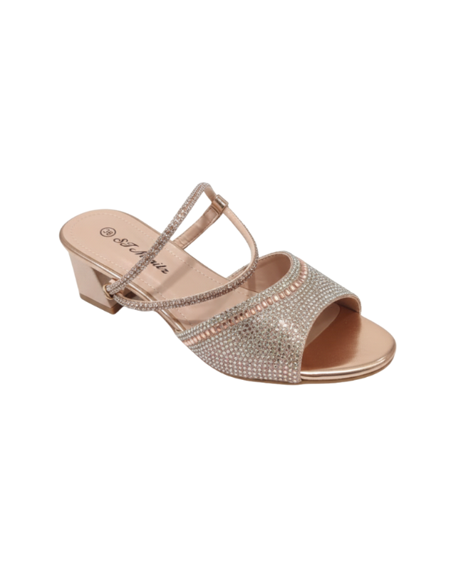 ST.MORITZ - Rose Gold Glamour Block Heel Sandals