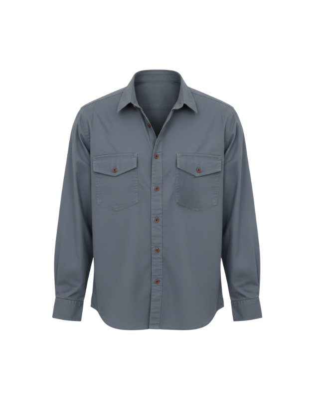 RICARDO - Slate Long-Sleeve Utility Shirt