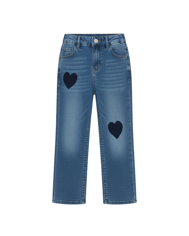 Little M - Heart Embro Celana Panjang Denim Anak Perempuan
