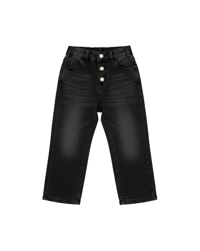 Little M - Black Loose Fit Celana Denim Anak Perempuan