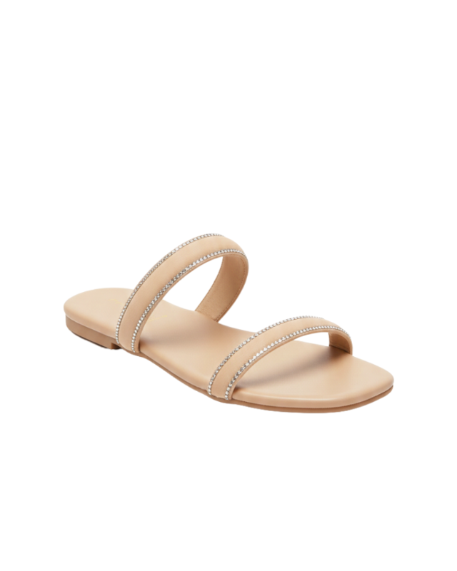 Fladeo - Mocca Crystal Embellished Flat Sandals