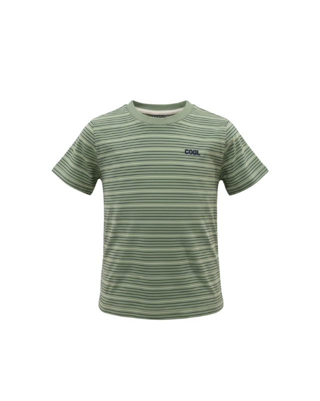 COOL BOY - Sage Green Striped Casual Tee