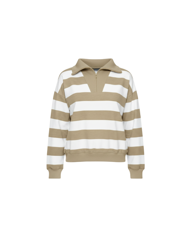 Nevada - Babyterry Reg Stripe W/ Zipper Sweater Wanita