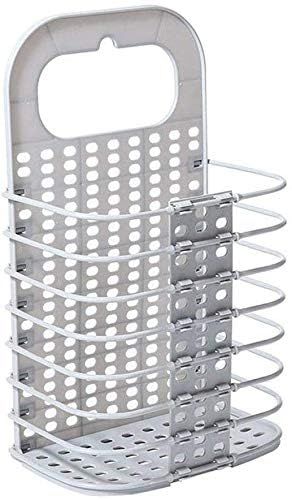 Zuha Wall Mounted Bathroom Hanging Mesh Laundry Basket Toiletry Organization Washing Bin Home Portable Magic Sticker Plastic Laundry Hamper Bag for Bathroom Dirty Clothes