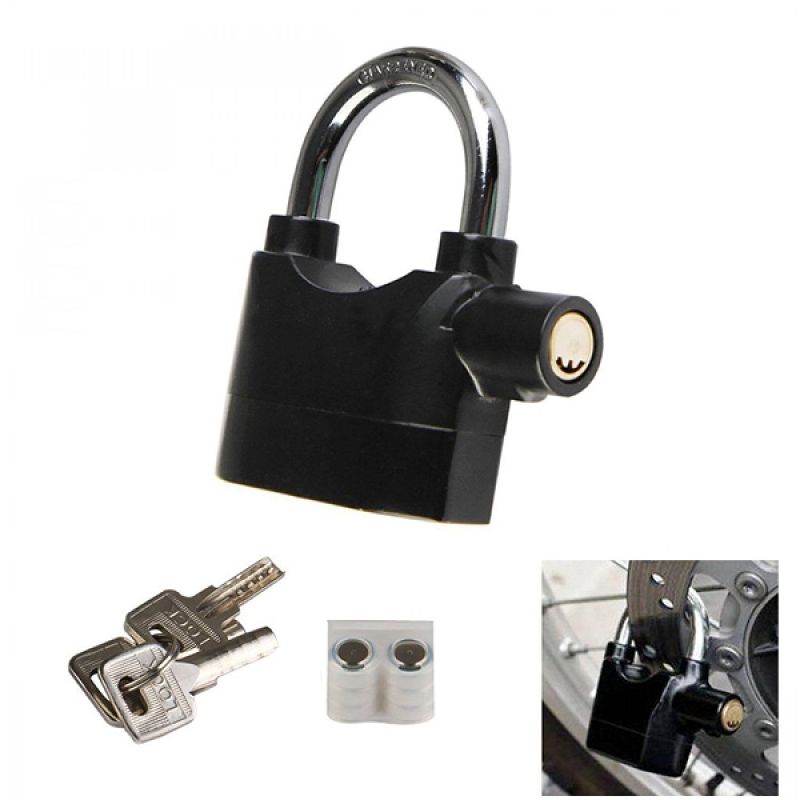 Zuha Alarm Security Lock – Motion Sensor, 110dB Siren Alert, Heavy-Duty Anti-Theft Padlock with 3 Keys, Weather-Resistant Heavy Body for Bikes, Gates, Doors, Sheds | Black