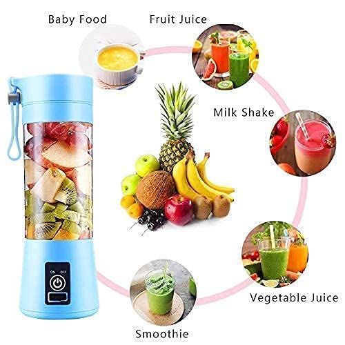 Zuha 2-USB Portable & Rechargeable Electric USB 6 Blades Juice Cup Maker Juicer Bottle Blender Grinder Fruit Mixer, Bottle for Home and Travel