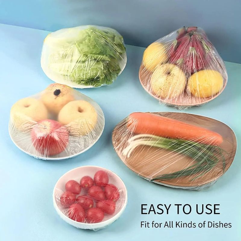 Zuha 100Pcs Elastic Food Storage Covers Adjustable Sealing Bowl Lids Disposable Fresh Keeping Bags for Vegetables Fridge Storage BPA Free Kitchen Wrap Seal Bags