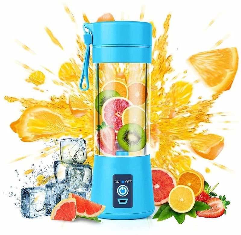 Zuha 2-USB Portable & Rechargeable Electric USB 6 Blades Juice Cup Maker Juicer Bottle Blender Grinder Fruit Mixer, Bottle for Home and Travel