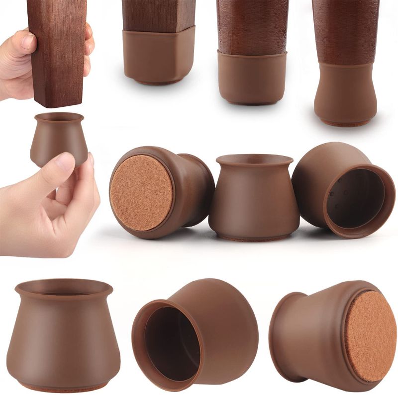 Zuha Silicone Chair Leg Floor Protectors – 8 Pcs | Rubber Chair Leg Caps Furniture Protector to Prevent Scratches, Reduce Noise, Anti-Slip | Furniture Leg Covers for Chair, Stool Table,Brown