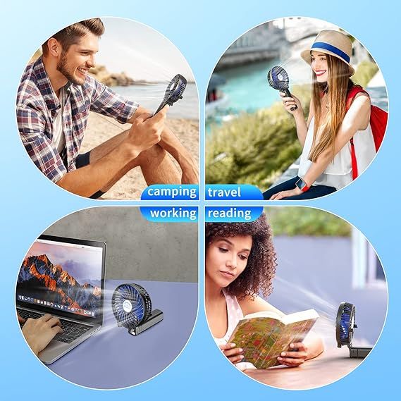 Zuha Portable Mini Fan - Rechargeable Hand Fan with 3 Adjustable Speeds, 2000mAh Battery, Lightweight Design, Low Noise, and Easy Portability for Indoor and Outdoor Use
