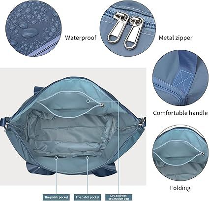 Zuha Storite Nylon 40 Cms Imported Foldable Travel Duffle Bag For Women, Expandable Lightweight Waterproof Carry Weekender Overnight Luggage Bag