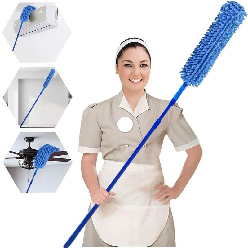 Zuha Fan Cleaner Brush with Long Rod Flexible Fan Cleaning Mop Microfiber Dust Cleaner Foldable Duster for Home Cleaning Microfiber Duster for Cleaning of Home, Kitchen, Car, Ceiling,