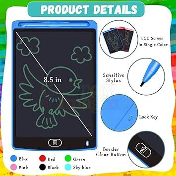 Zuha Imagine LCD Writing Tablet for Kids – 8.5 Inch Digital Slate Pad for Drawing & Writing | Rewritable LCD Board for Kids Age 3-10 Years | Smart Writing Tab for Boys & Girls