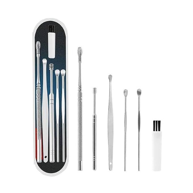 Zuha 6 Pcs Ear Wax Cleaner, Ear Pick Earwax Removal Kit, Ear Cleansing Tool Set, Ear Curette Ear Wax Remover Tool with a Storage Box