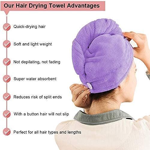 Zuha Hair Towel Wrap for Women-Quick Drying Microfiber Towel for Hair with Elastic Loop for Tying-Super Absorbent Head Towels Wrap for Ladies