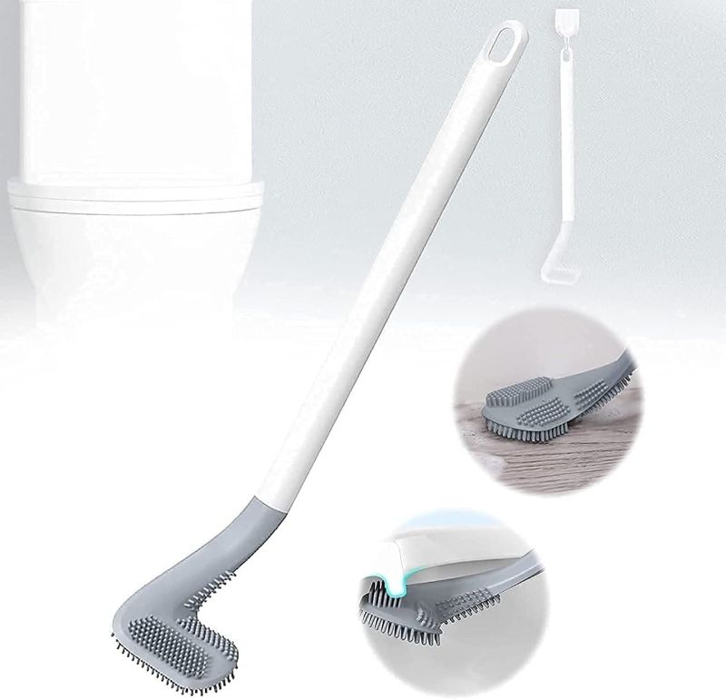 Zuha Silicone Toilet Cleaning Brush (Pack of 1) with Slim No-Slip Long Handle, 360° Deep Cleaning Golf Shape Design for Efficient Bathroom Cleaning - Durable & Hygienic