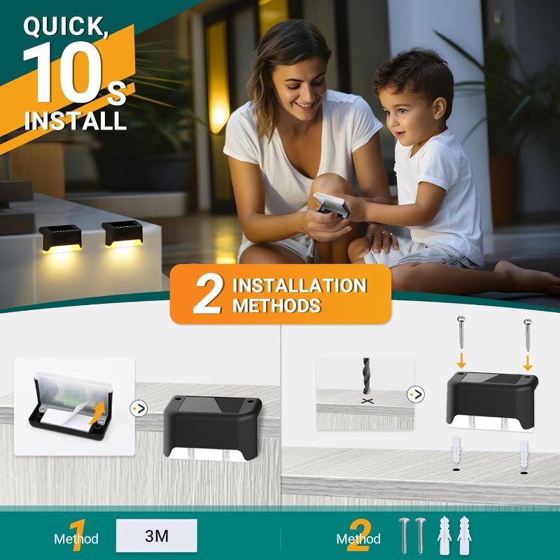 Zuha plastic Waterproof LED Solar Powered Deck Stair Outdoor Light for Railing, Wall Garden,Pathway, Backyard, Patio, and Balcony Decoration