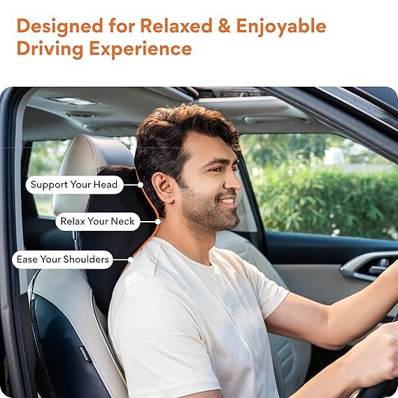 Zuha Car Neck Rest Pillow Memory Foam Neck Pillow for Car, Car Seat Head Rest Cushion for Neck & Cervical Support - Relieves Neck Pain