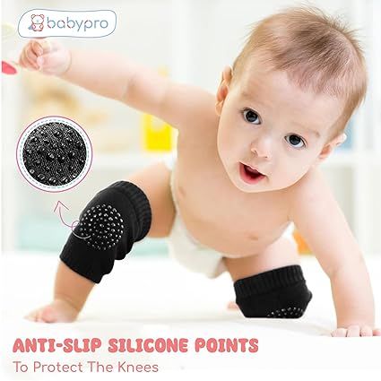 Zuha BabyPro Knee Pads Set of 2 Pairs for Toddlers, Baby Elbow & Knee Protector, Anti-Slip Silicone Dots, Knee Support for Crawling & Walking, Soft, Stretchable, Breathable Leg Warmers (Mult
