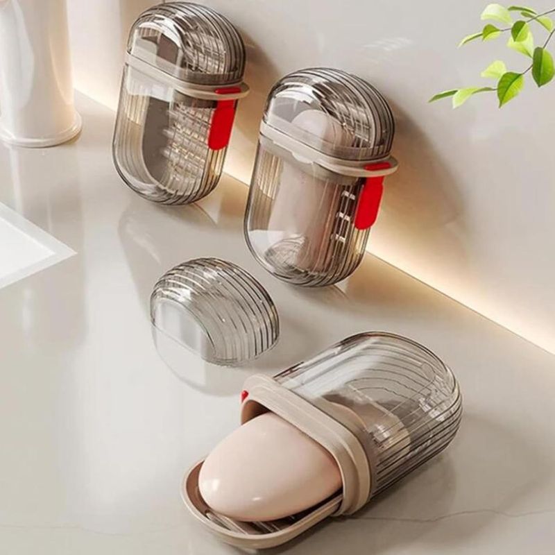 Zuha Travel Soap Box - Plastic Transparent Waterproof Portable Soap Dish Box for Travel, Camping & Outdoor, Leakproof Soap Box Case with Lid Draining Soap Bar Holder Dish Container