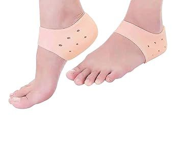 Zuha  Silicone Gel Heel Pad Socks for Pain Relief - 1 Pair (Beige, Free Size)